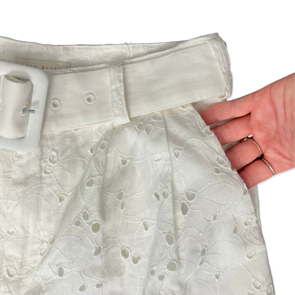 Ted Baker White Suzet Tailored Belted High Waist Eyelet Shorts Size 6 NEW no Tag - Picture 10 of 10